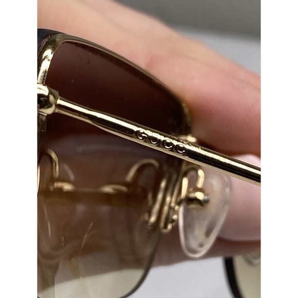Vintage 1990’s GUCCI GG 1675/S 577 Gold Brown Rimless Sunglasses 54[]18-135mm - Picture 9 of 9